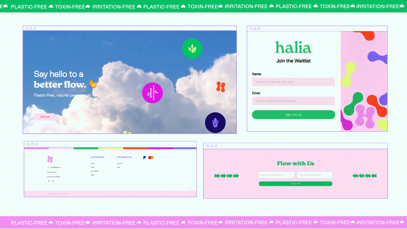 Halia website page designs